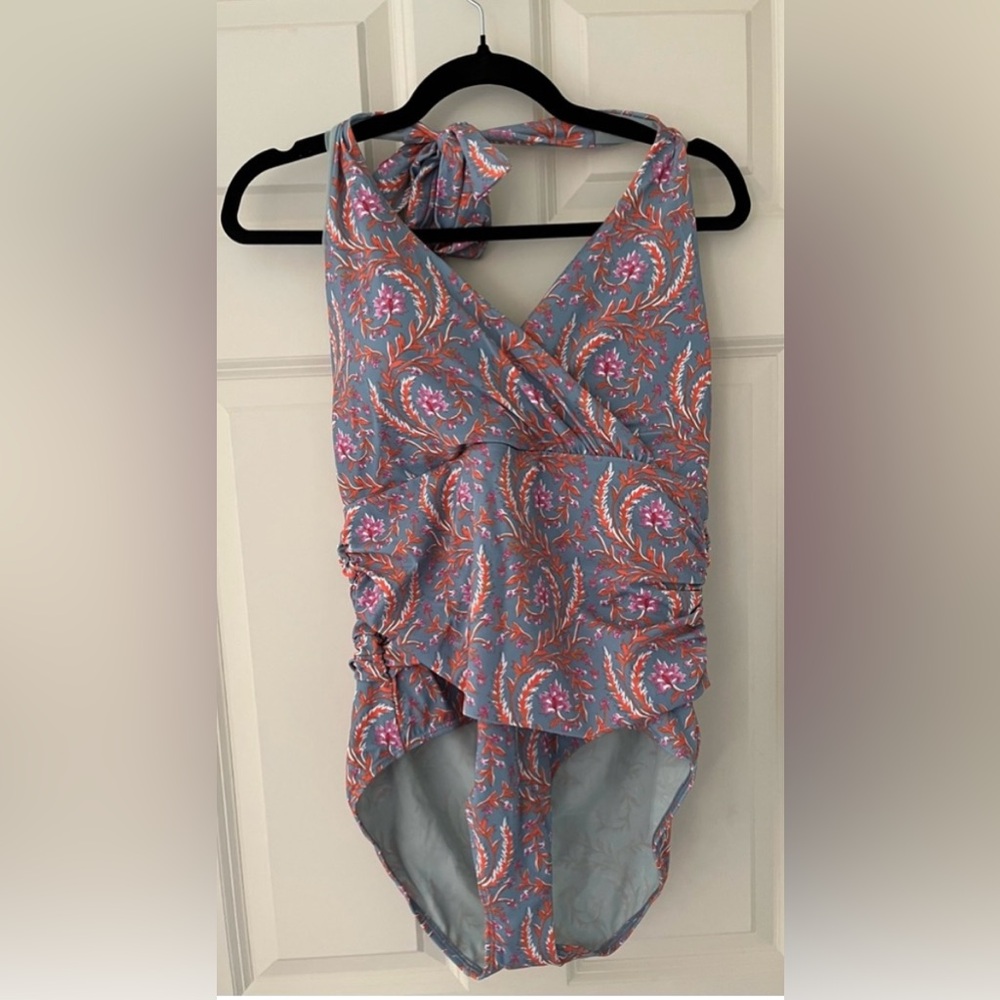 NWT Levanzo Ruched Halter Swimsuit by Boden, floral pattern size 14